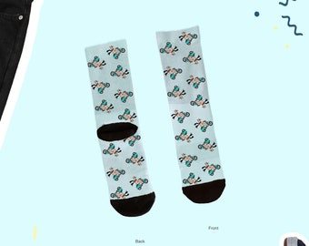 Llama Socks, Cute Scooter Llama Socks, Llama Lover Socks, Cute Llama Socks, Llama lover Socks, Llama Lover Gifts, Cute Llama Gift Socks