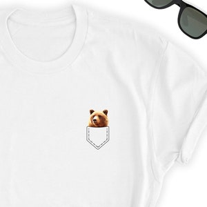 Funny Bear Shirt // Cutte Bear Pocket Shirt // Cute Bear Tee // Bear Top - Short-Sleeve Unisex T-Shirt