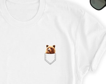 Funny Bear Shirt // Cutte Bear Pocket Shirt // Cute Bear Tee // Bear Top - Short-Sleeve Unisex T-Shirt
