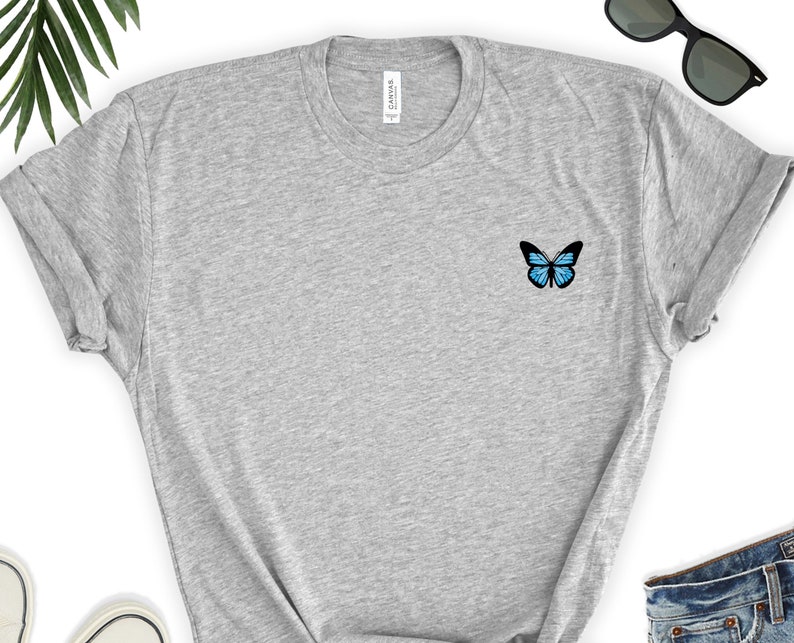 Butterfly Pocket Graphic Tee / Cute Butterfly Shirt / Minimalist Nature Graphic Tee image 3