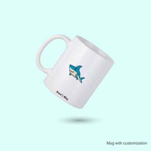 Shark Coffee Mug, Shark Personalized Mug, Cute Shark Coffee Cup, Ocean Shark Lover Mug, Gift for Him, Gift for Her, Ocean Lover Gift