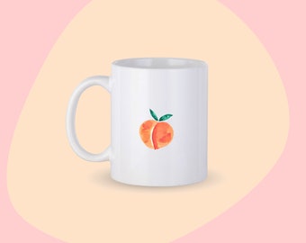 Peach Coffee Mug, Peach Personalized Mug, Cute Peach Coffee Cup, Fruits Lover Mug, Gift for Him, Gift for Her, Co-worker Gift