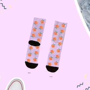 Peach Socks, Cute Peach Socks, Peach Icon Socks, Cute Peach Socks, Peach lover Socks, Peach Icon Gifts, Cute Peach Gift