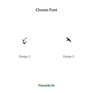 May include: Two designs for a logo featuring a bird in flight. Design 1 shows three birds flying in formation. Design 2 shows a single bird in flight.