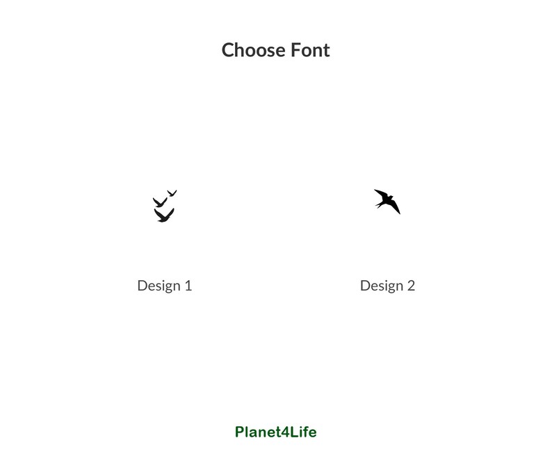May include: Two designs for a logo featuring a bird in flight. Design 1 shows three birds flying in formation. Design 2 shows a single bird in flight.