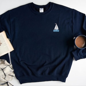 Sail Boat Sweatshirt, Cute Boat Icon Design Sweater, Boats Lover Crewneck, Boat Top Gift, Cute Sail Boat Icon Gift, Boat UNISEX SWEATSHIRT