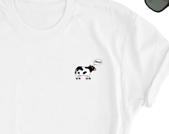 牛シャツ、かわいい牛好きのためのTシャツ、牛動物好きのためのTシャツ、牛ギフトシャツ、かわいい牛Tシャツ、牛好きへのギフト、ユニセックス大人用シャツ