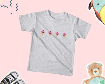 T-shirt enfant mignon crème glacée, t-shirt enfant crème glacée mignon, t-shirt enfant crème glacée, body bébé amateur de crème glacée, chemise enfant unisexe