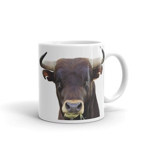 Bull Coffee Mug, Personalized Bull Mug, Bull Coffee Cup, Beautiful Tauro Designed Mug, Gift for Him, Gift for Her, Co-worker Gift