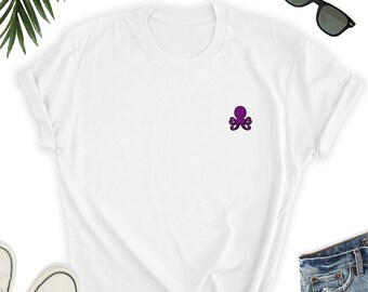 Camiseta con icono de pulpo, bonita camiseta de pulpo, regalo con icono de pulpo, bonita camiseta de pulpo, camiseta con icono de pulpo, regalo para amantes del océano, pulpo unisex