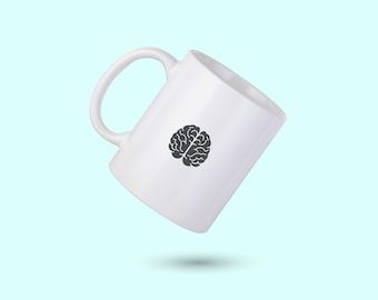 Brain Coffee Mug, Brain Personalized Mug, Smart Friend Coffee Cup, Brain Icon Mug, Gift for Him, Gift for Her, Co-worker Gift