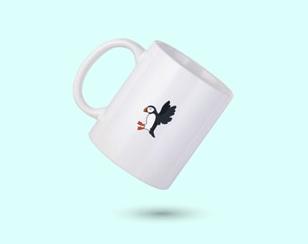 Puffin Coffee Mug, Puffin Personalized Mug, Puffin Lover Coffee Cup, Cute Puffin Mug, Gift for Him, Gift for Her, Co-worker Gift