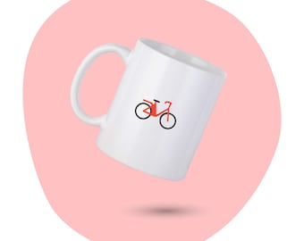 Fahrrad-Kaffeetasse, rotes Fahrrad personalisierte Tasse, süße Sommerkaffeetasse, positive Fahrrad-Liebhaber-Tasse, Geschenk für ihn, Geschenk für sie, Freundgeschenk