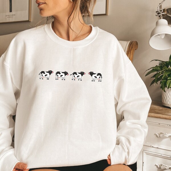 Cute Cow Print Casual Cotton Sweatshirt main image 1