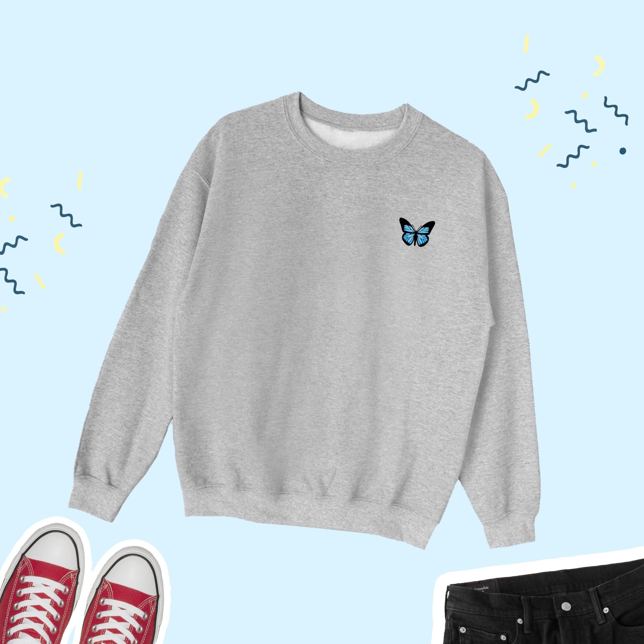 Butterfly Sweatshirt, Cute Butterfly Sweater, Butterflies