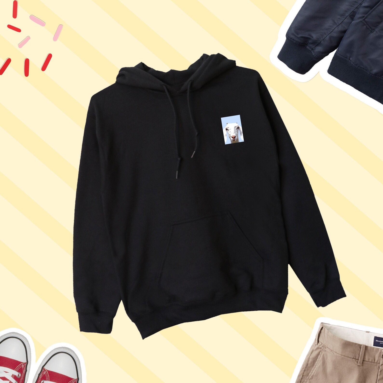 Goat Hoodie Cute Goat Lover Hooded Sweatshirt Goat Hooded | Etsy