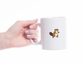 Beaver Coffee Mug, Beaver Personalized Mug, Cute Beaver Coffee Cup, Beaver Icon Mug, Gift for Him, Gift for Her, Co-worker Gift