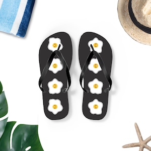 Egg Flip-Flops, Egg Face Flip Flops Sandals, Cute Egg Design Gift, Eggs Lover Gift, Egg Face Thongs, Egg  Design UNISEX Pig Flip Flops Gift