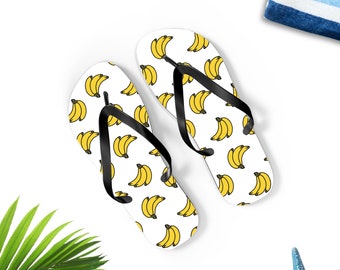 Banana Icon Unisex Flip-Flops, Banana Sandals Summer Flip-Flops, Bananas Lover Gift, Cute Banana Thongs, Unisex Banana Fruit Lover Flip-Flop