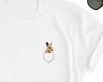 Kangaroo Shirt / Funny Cute Kangaroo Pocket Shirt / Cute Kangaroo Tee // Kangaroo Top / Kangaroo Shirt / Kangaroo Tee - Short-Sleeve Unisex