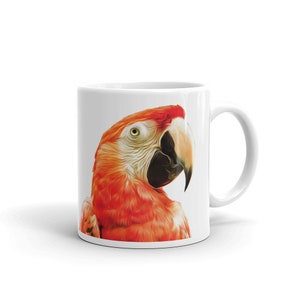 Parrot Coffee Mug, Personalized Mug, Parrot Design Coffee Cup, Parrot Designed Mug, Gift for Him, Gift for Her, Co-worker Gift