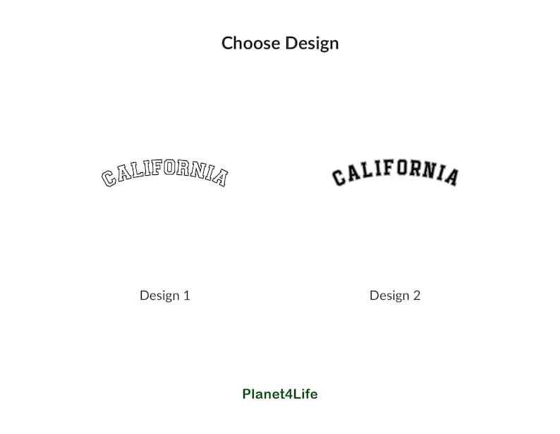 May include: Two designs for a "CALIFORNIA" graphic. Design 1 features a black outline with white text. Design 2 features black text with no outline.