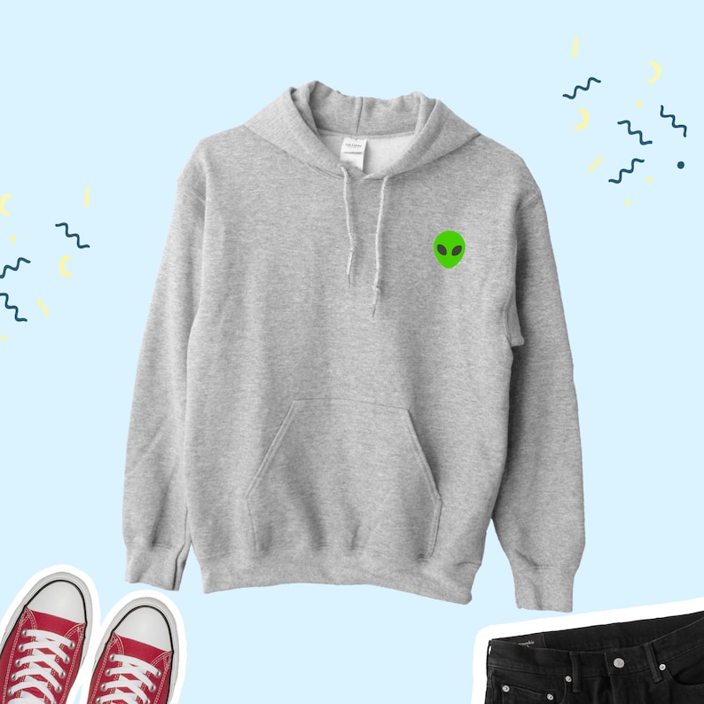 Alien Hoodie, Cute Alien icon Hoodie, Alien Sweater, Alien Lover Gift, Alien Lover Hoodie Sweater UNISEX UNISEX ADULTS image 4