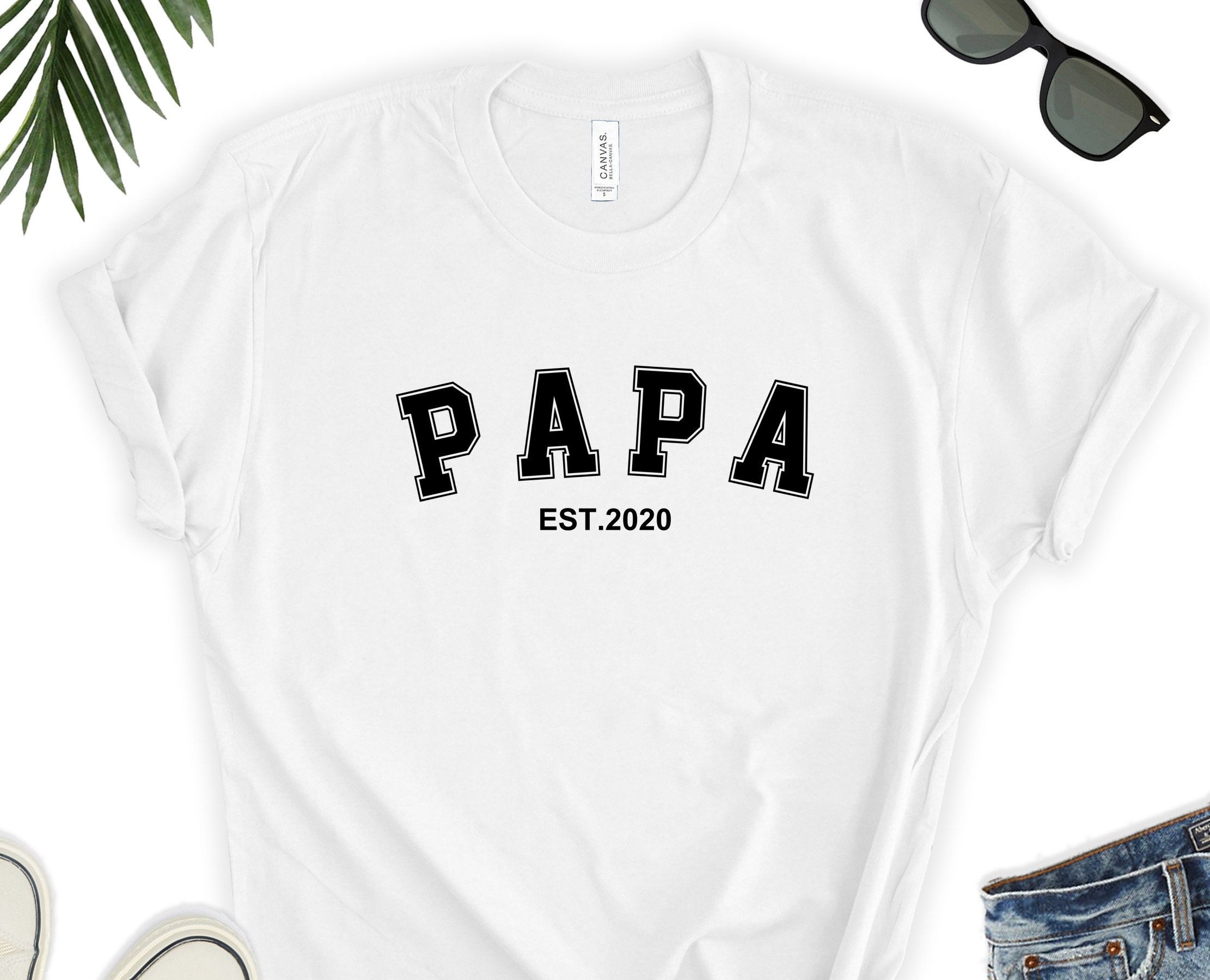 Custom Papa Shirt / Established Father T-shirt / Papa Tee | Etsy