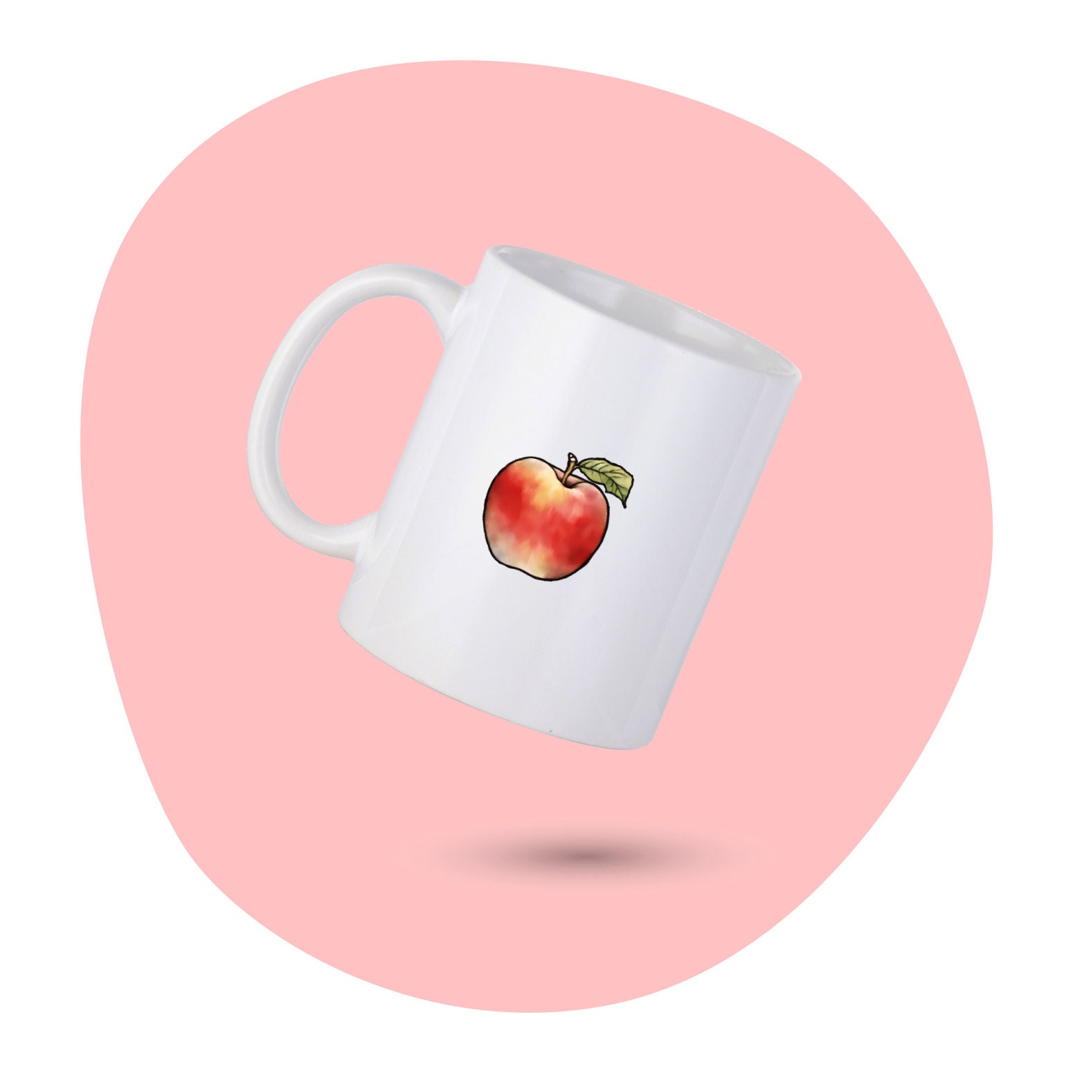 Apple Coffee Mug, Apple Personalized Mug, Apple Lover Coffee Cup, Cute Apple Mug, Gift for Him, Gift for Her, Co-worker Gift