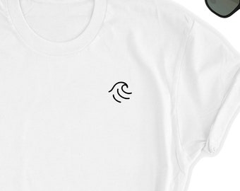Wellen-Taschen-Grafik-T-Stück, Ozeanwellen-Shirt, Ozean-Liebhaber-Shirt, minimalistische Natur-Grafik-T-Stück