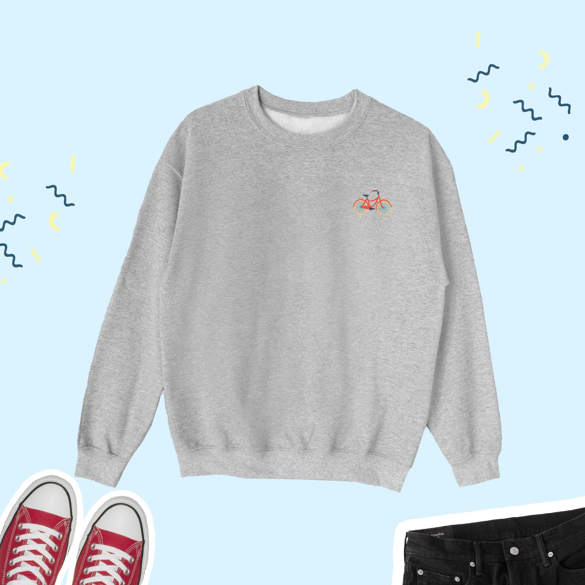 Bicycle Sweatshirt, Cute Bike Icon Sweater, Bicycle Positive