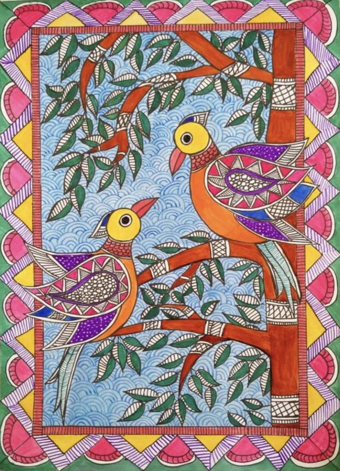 Buy Peacock Madhubani Painting, Indian Folk Art, Home Decor, Indian ...