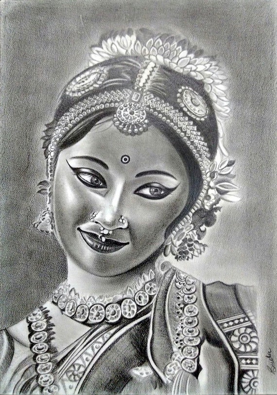 RAKSHEE ARTS ( Only Pencil Drawing ) Rs 500 /- Only : ORIGINAL DRAWING FOR  SALE - BHARATANATYAM
