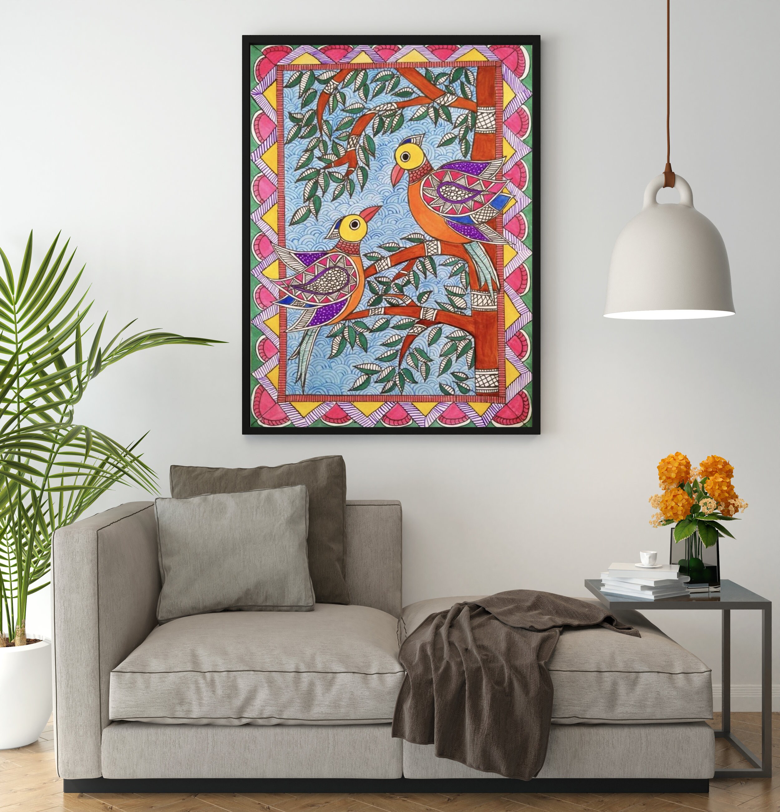 Buy Peacock Madhubani Painting: Indian Folk Art Home Decor Online in ...
