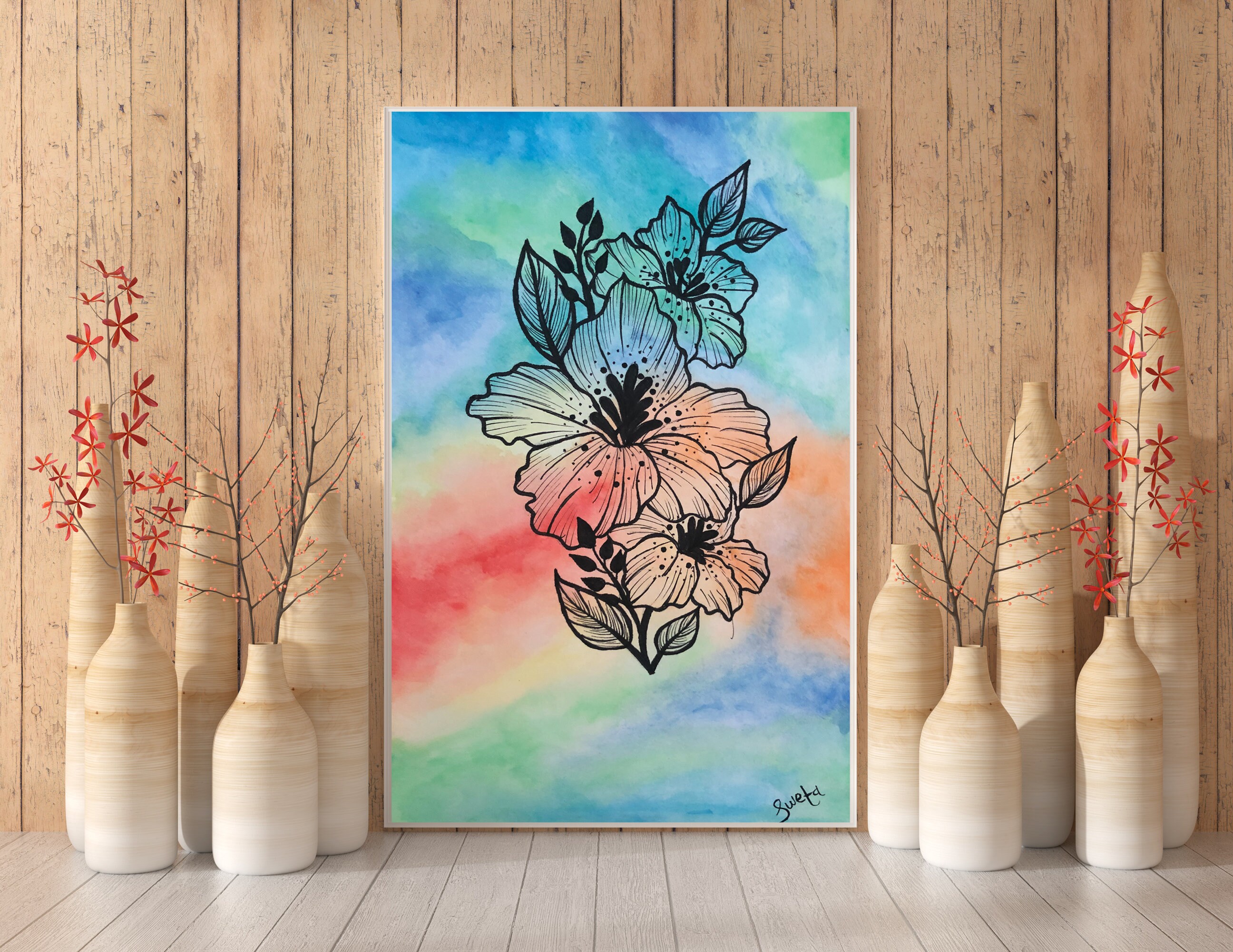 Abstract Flower Painting Flower Decor Wall Art Abstract Etsy UK