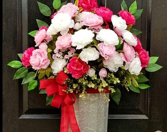 Couronne pour porte d'entrée, décoration de porte printemps-été