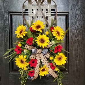 Wreaths for Front Door, Sunflower Wreath, Summer Wreath, Sunflower Basket, Door Basket, Farmhouse Wreath, Everyday Wreath, Front Door Wreath