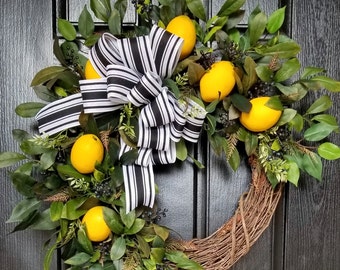 Lemon Wreath, Spring Wreath For Front Door