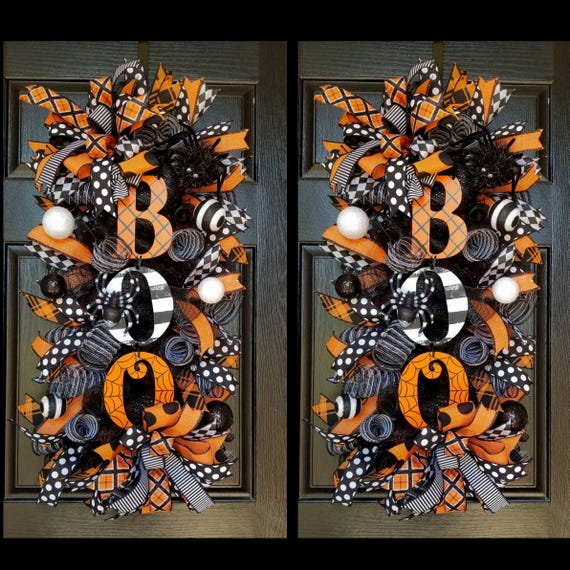 Halloween Door Swag Wreath: Spider & Boo Decor - Etsy