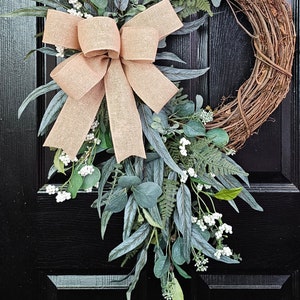 Wreaths for Front Door, Everyday Wreath, Farmhouse Wreath, Rustic Wreath, Greenery Wreath, Summer Wreath, Spring Wreath, Front Door Wreath, image 2