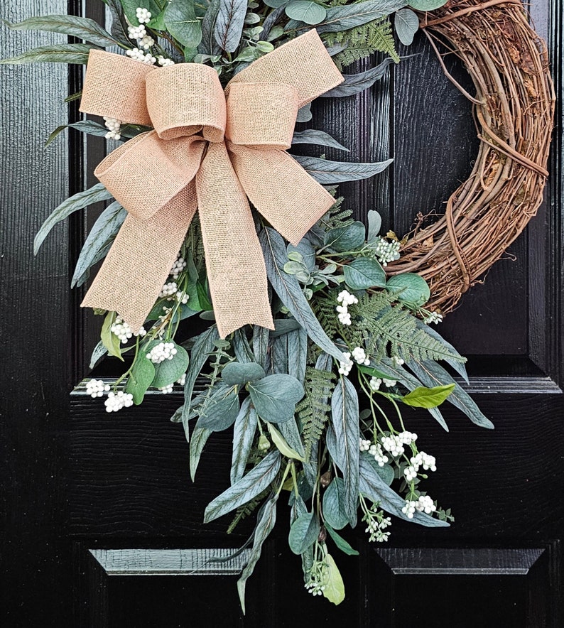 Wreaths for Front Door, Everyday Wreath, Farmhouse Wreath, Rustic Wreath, Greenery Wreath, Summer Wreath, Spring Wreath, Front Door Wreath, image 2