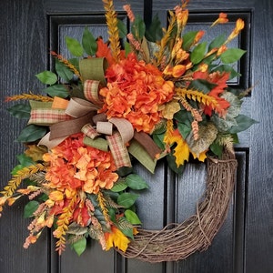 Fall Wreath, Fall Wreaths for Front Door, Front Door Wreath, Hydrangea Wreath