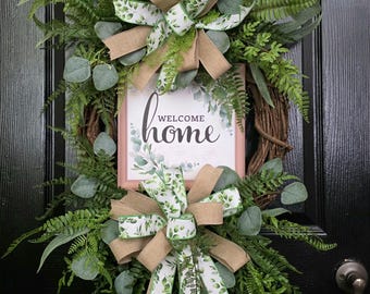 Couronne d'été, Couronnes de porte d'entrée, Décoration de ferme, Bienvenue au printemps