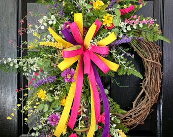 Couronne d'été, décoration de porte d'entrée de ferme, couronnes de printemps