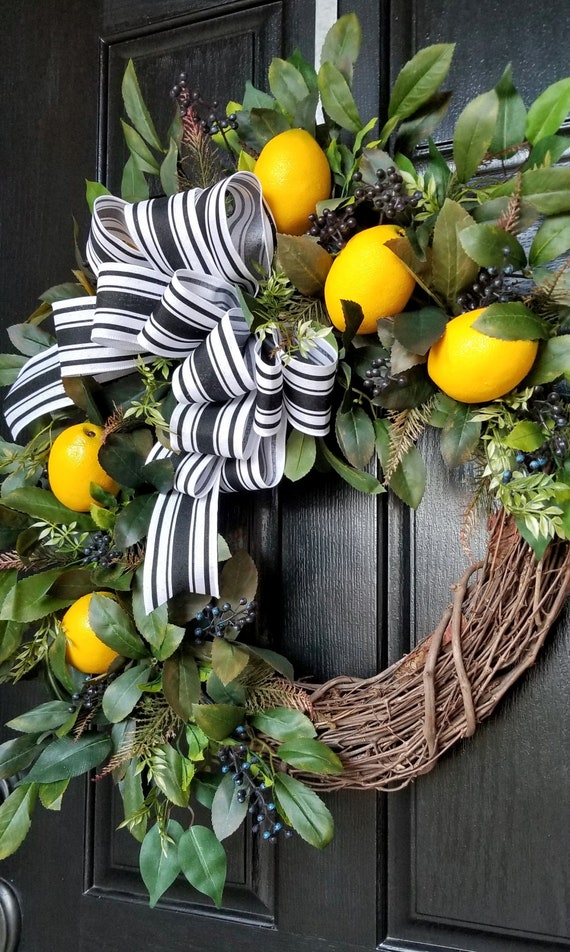 Lemon Wreath, Spring Wreath for Front Door - Etsy