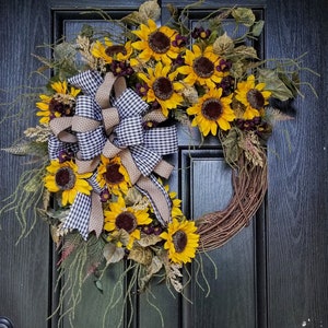 Sunflower Farmhouse Wreath: Year Round Front Door Decor