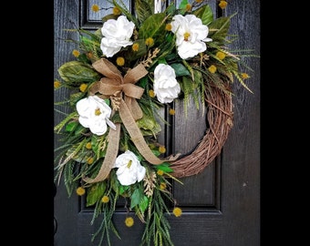 Wreaths for Front Door, Year Round Wreath, Farmhouse Wreath, Rustic Wreath, Magnolia Wreath, Summer Wreath, Fall Wreath, Front Door Wreath