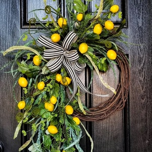 Lemon Wreath, Wreaths for Front Door, Summer Wreaths for Front Door,  Wreaths for Front Door Year Round, Wreath with Lemons,