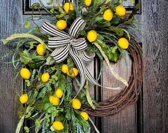 Lemon Wreath, Wreaths for Front Door, Summer Wreaths for Front Door,  Wreaths for Front Door Year Round, Wreath with Lemons,