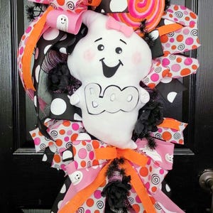 Halloween Wreath,  Halloween Swag, Halloween Wreaths For Front Door, Front Door Wreath, Halloween Decor, Ghost Decor, Boo Swag, Boo Wreath